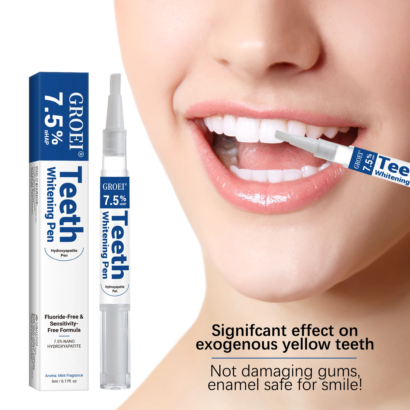 Teeth Whitening Remedies - Pluma blanqueadora de dientes de hidroxapatita,
