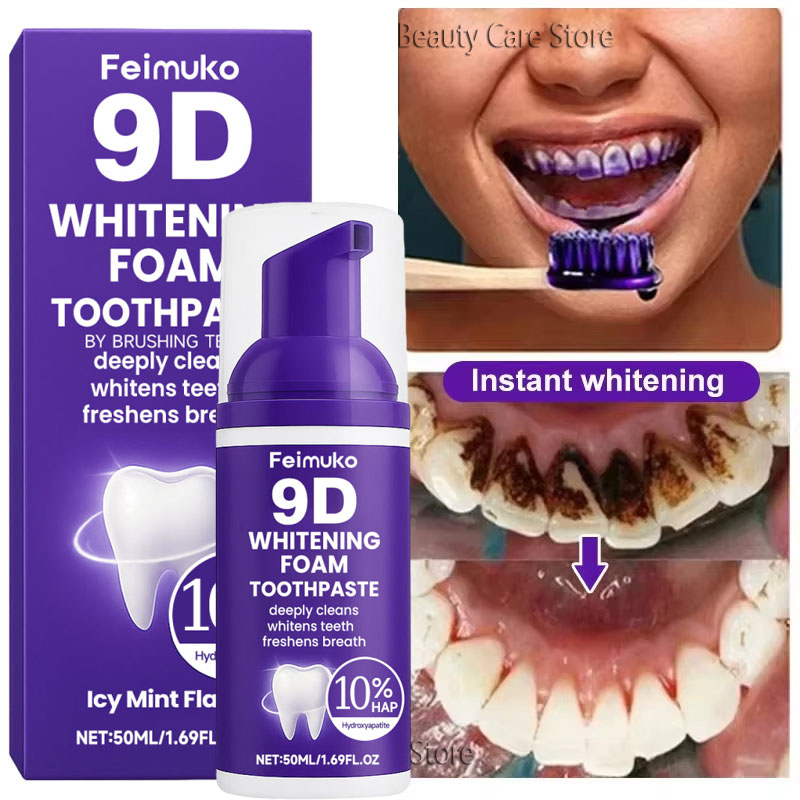 Teeth Whitening Cream - Pasta Dental Blanqueadora 9D Purple, Mousse,