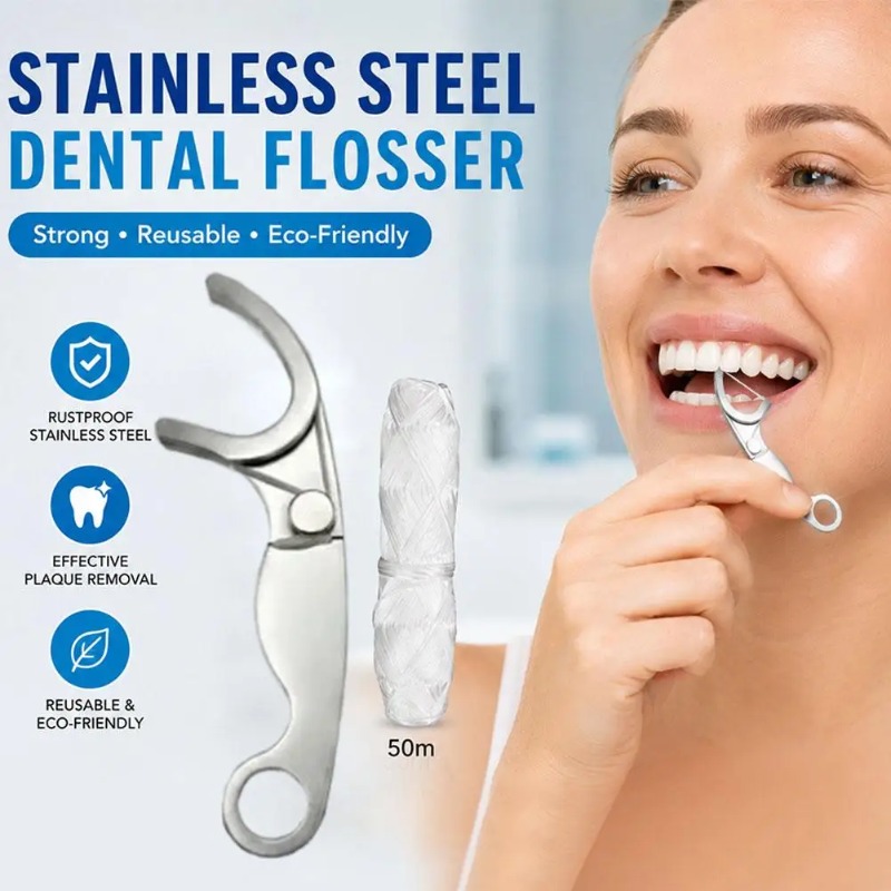 Dental Floss Picks - Palillo de dientes reutilizable de acero