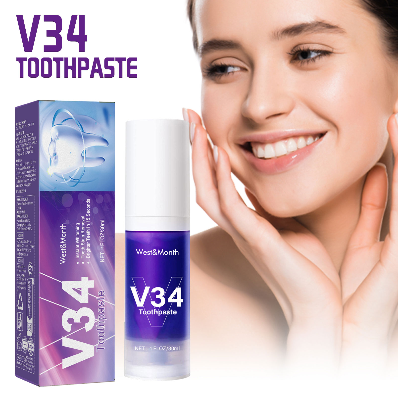Espuma Dental V34 Morada, Limp - Teeth Whitening Crest reseña y precio