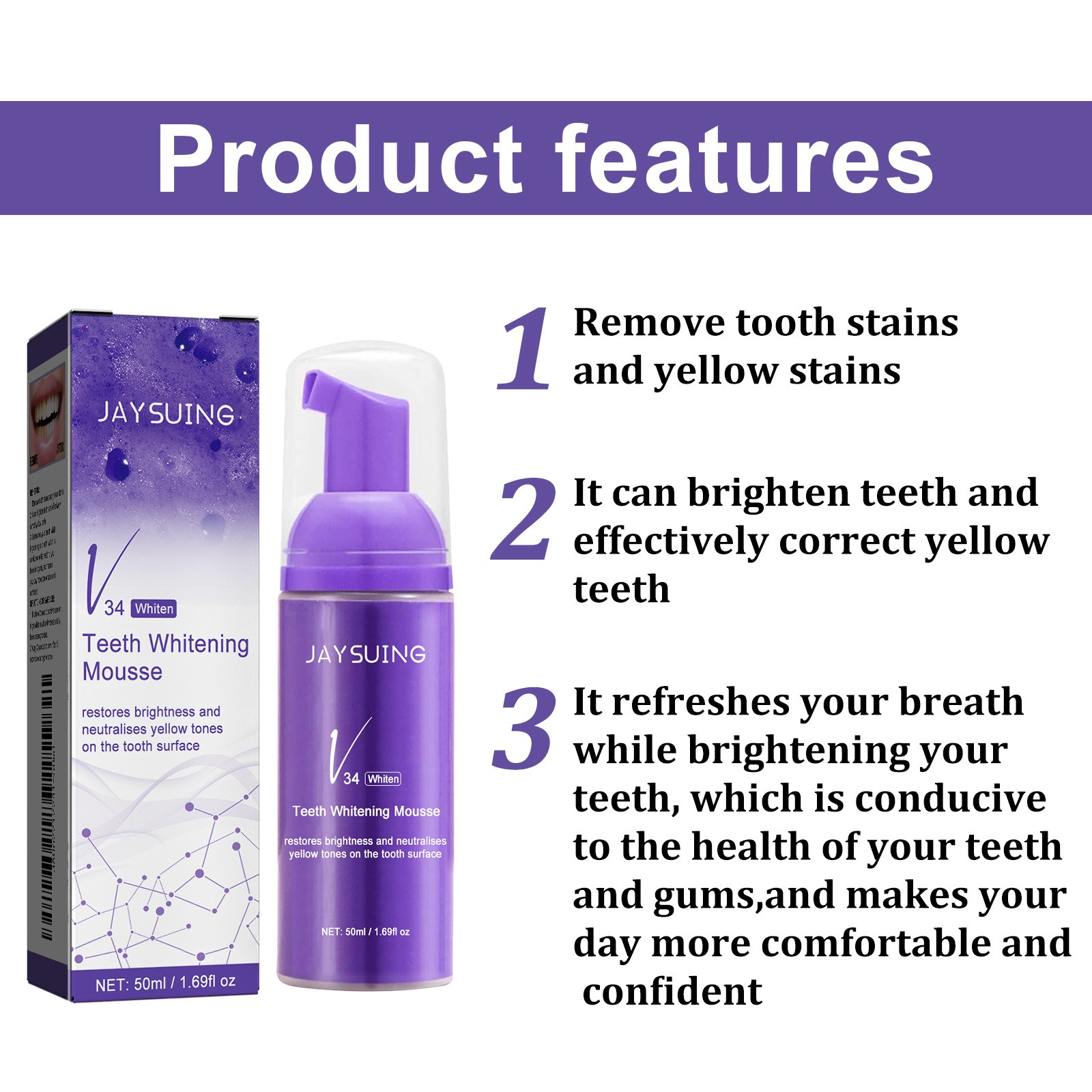 Pasta de dientes V34 Mousse pa - Teeth Whitening Effective reseña y precio